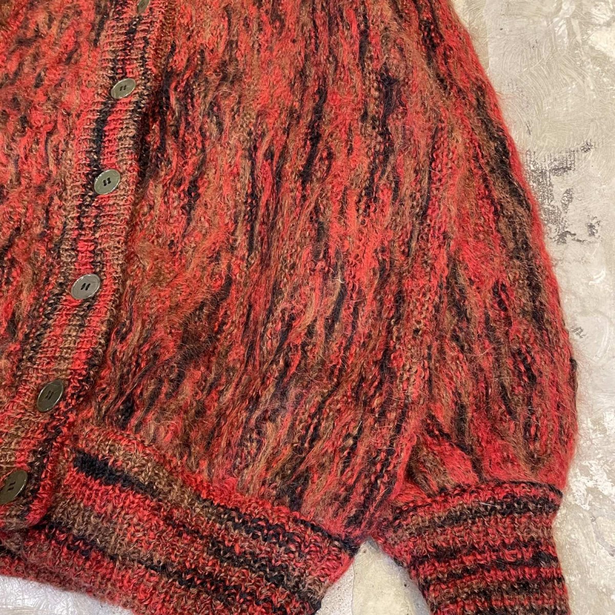 画像6: OLD FULL BUTTON MOHAIR KNIT CARDIGAN / Mens M (6)