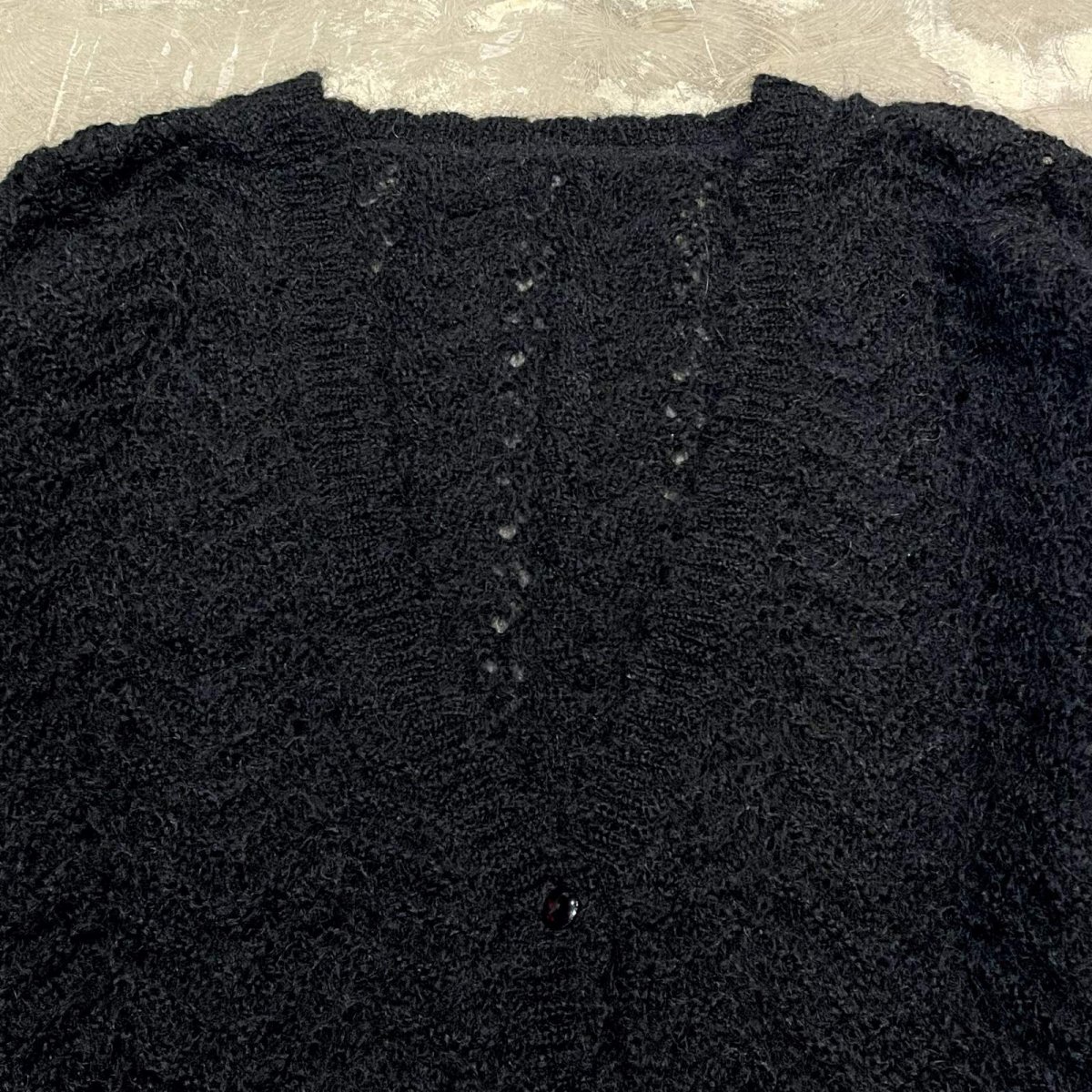 画像10: BLACK COLOR MOHAIR MIX KNIT CARDIGAN / Mens L (10)