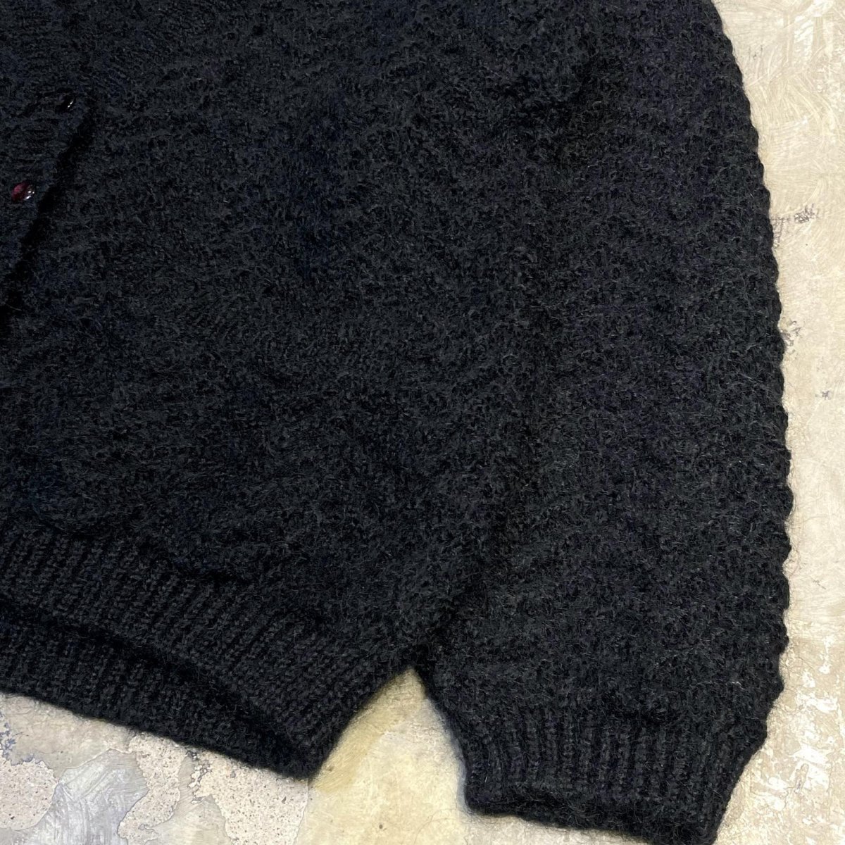 画像6: BLACK COLOR MOHAIR MIX KNIT CARDIGAN / Mens L (6)