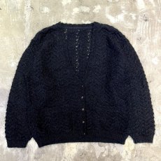 画像1: BLACK COLOR MOHAIR MIX KNIT CARDIGAN / Mens L (1)