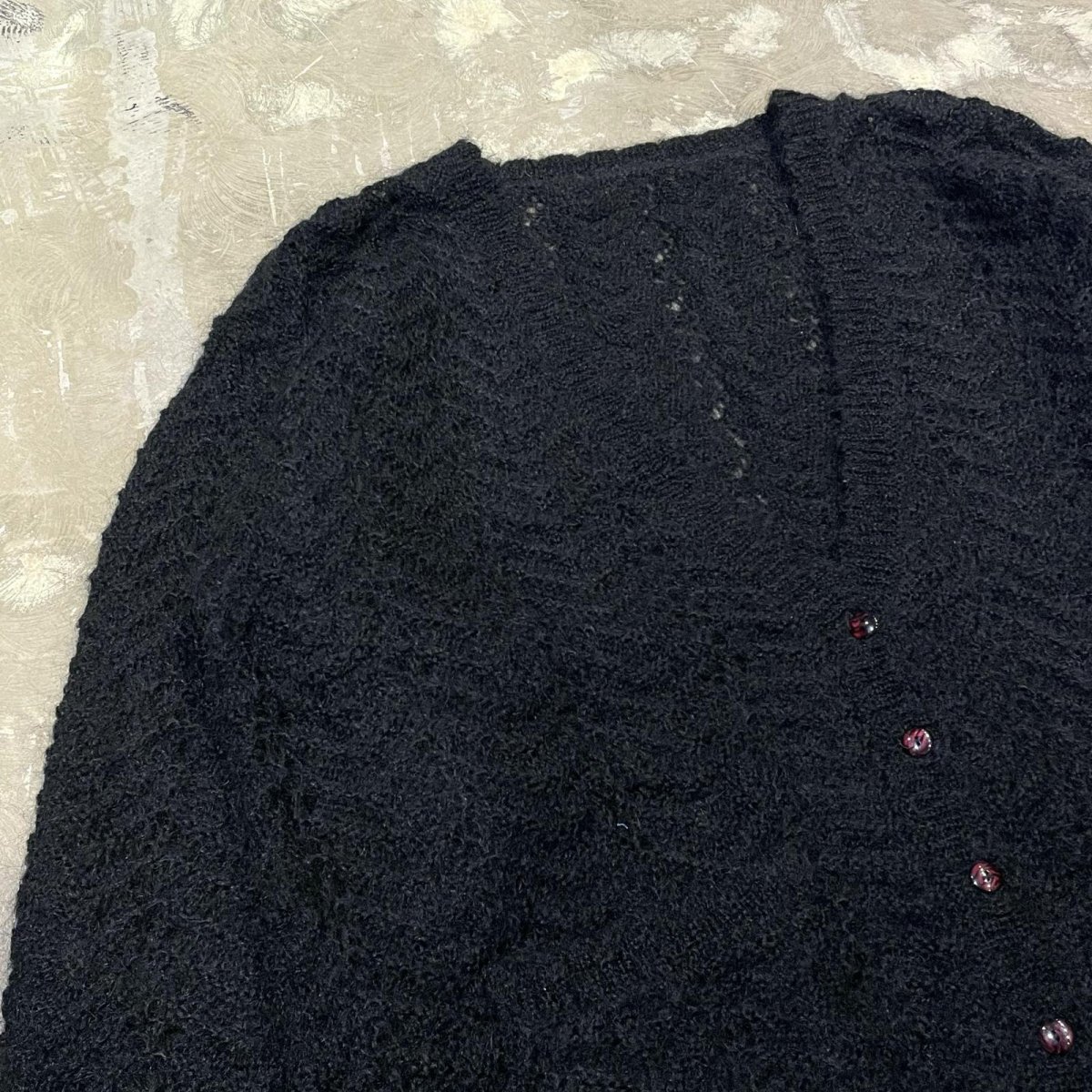画像3: BLACK COLOR MOHAIR MIX KNIT CARDIGAN / Mens L (3)