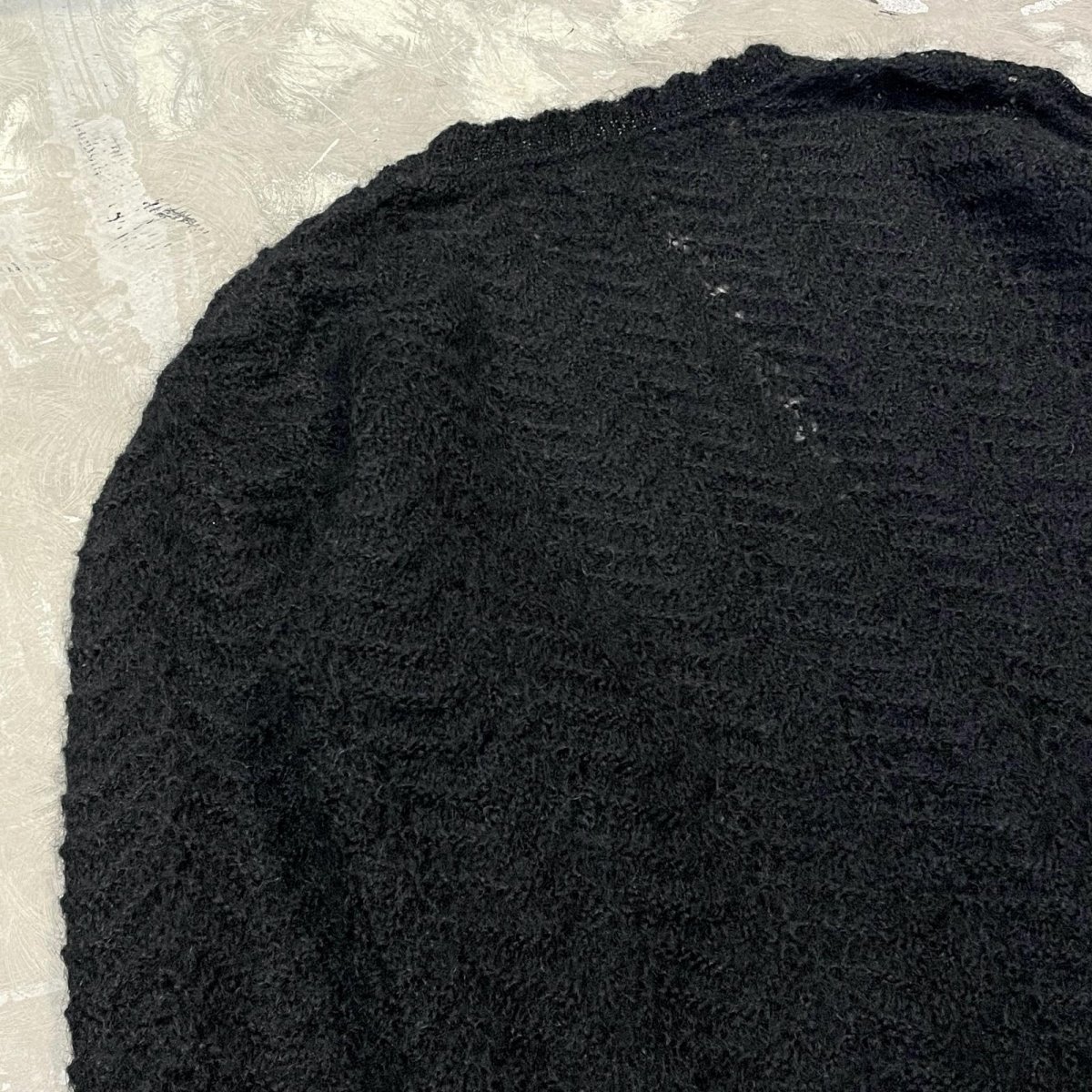 画像9: BLACK COLOR MOHAIR MIX KNIT CARDIGAN / Mens L (9)