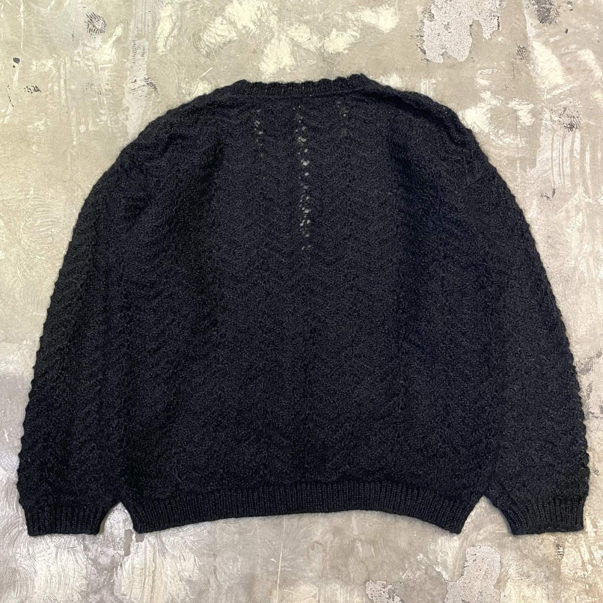 画像2: BLACK COLOR MOHAIR MIX KNIT CARDIGAN / Mens L (2)