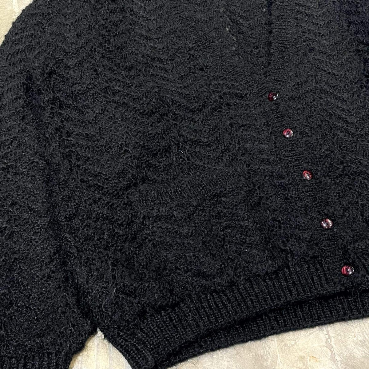 画像5: BLACK COLOR MOHAIR MIX KNIT CARDIGAN / Mens L (5)