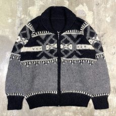 画像1: MONOTONE NATIVE PATTERN COWICHAN KNIT SWEATER / Mens L (1)