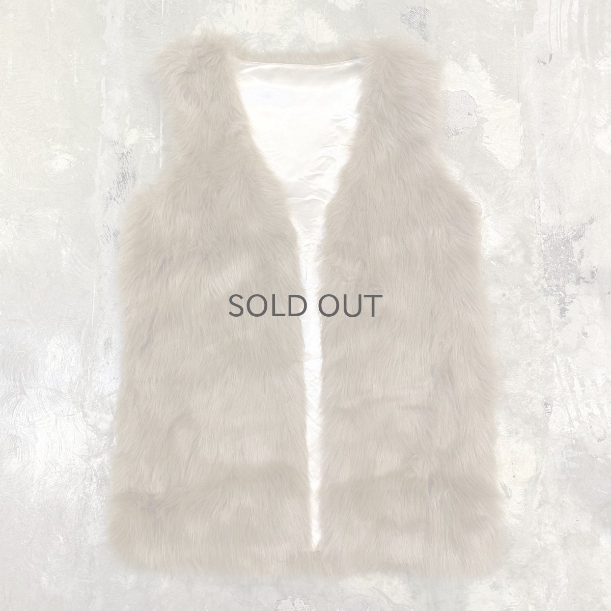 画像1: BROWN FAUX FUR OPEN FRONT VEST / Mens S (1)