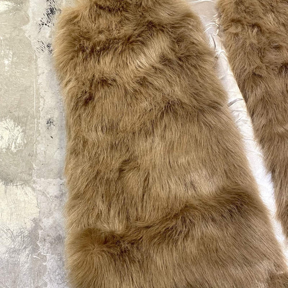画像5: BROWN FAUX FUR OPEN FRONT VEST / Mens S (5)