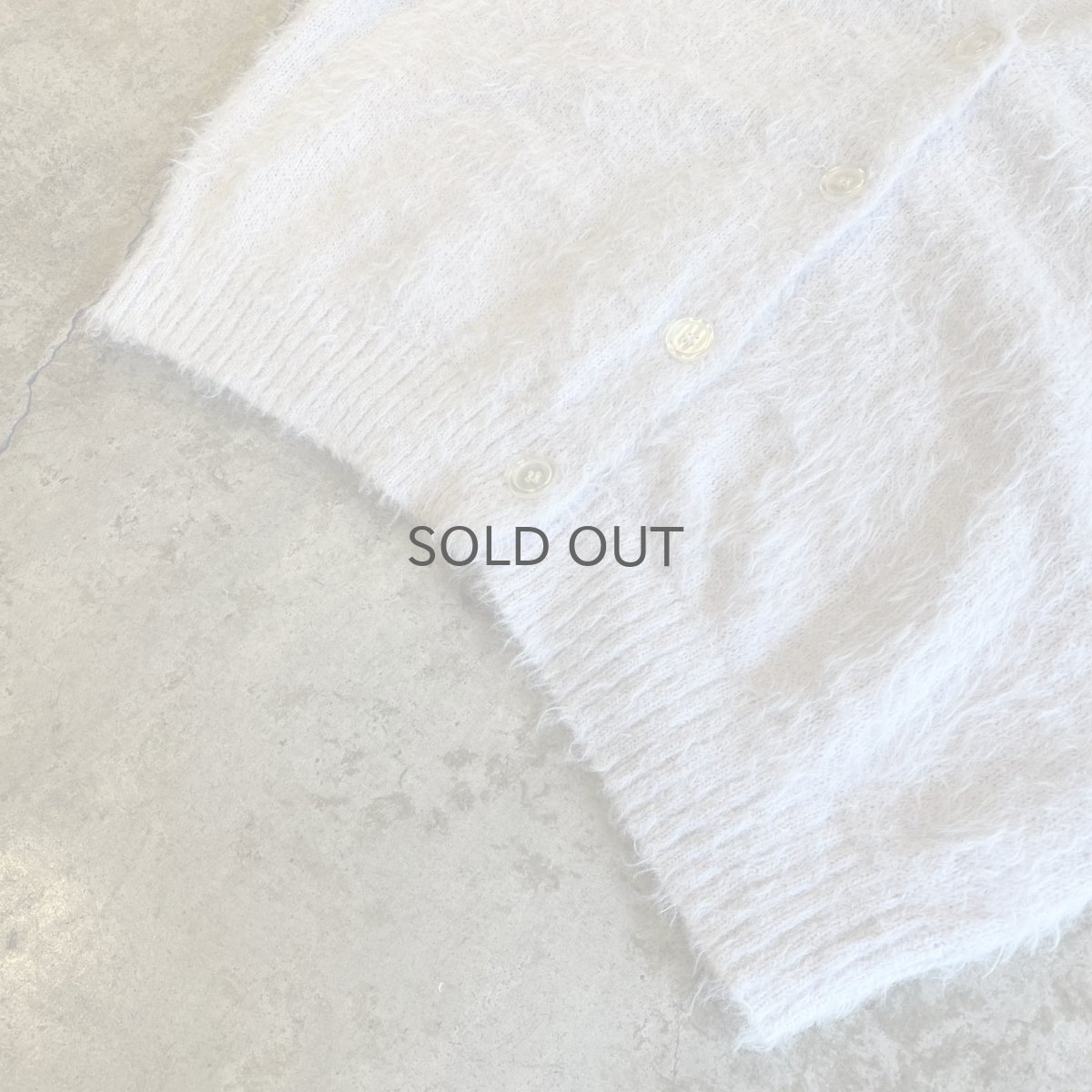 画像4: PALE TONE COLOR SHAGGY VOLUME SLEEVE DESIGN KNIT CARDIGAN / Ladies L (4)