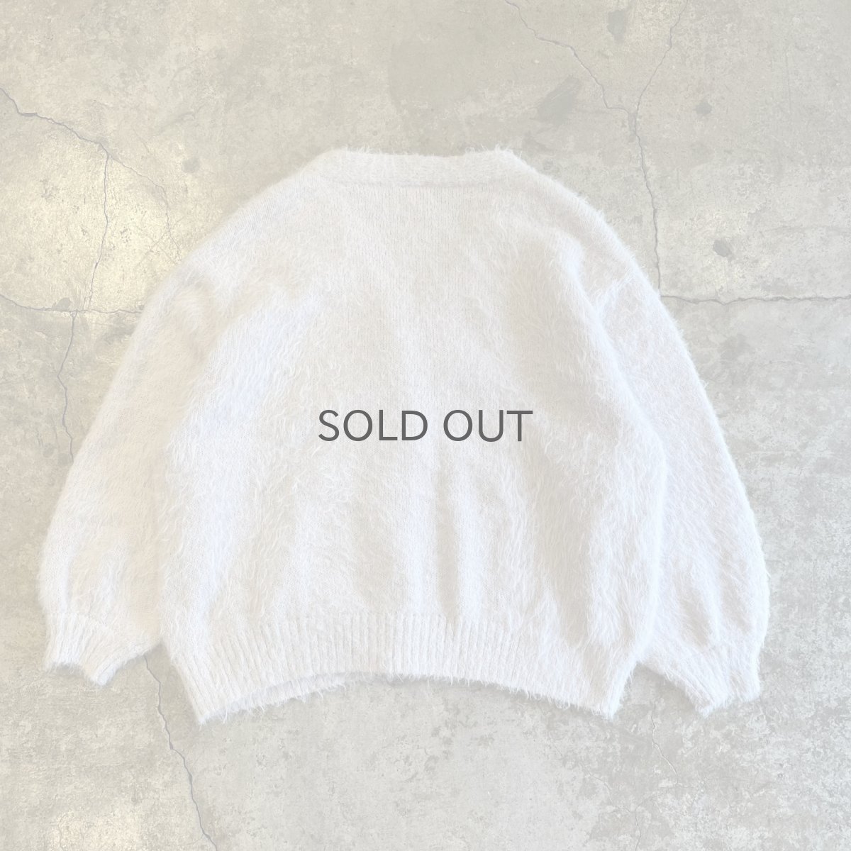 画像2: PALE TONE COLOR SHAGGY VOLUME SLEEVE DESIGN KNIT CARDIGAN / Ladies L (2)