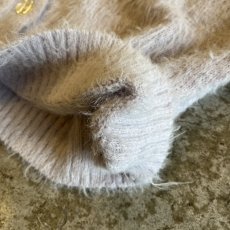 画像5: PALE TONE COLOR SHAGGY VOLUME SLEEVE DESIGN KNIT CARDIGAN / Ladies L (5)
