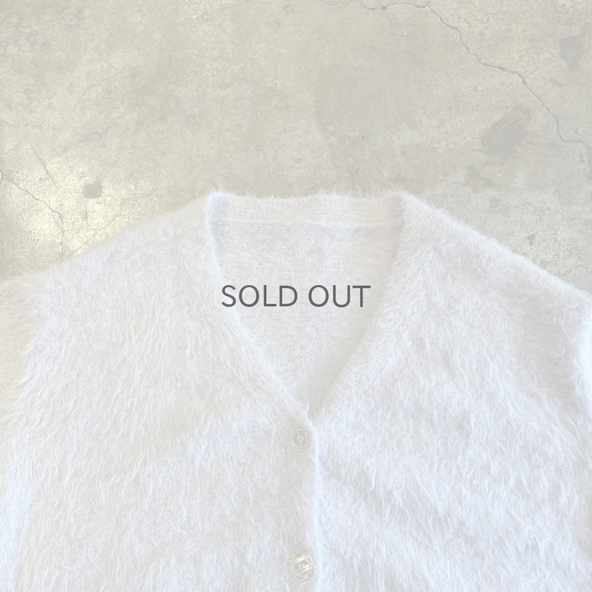 画像8: PALE TONE COLOR SHAGGY VOLUME SLEEVE DESIGN KNIT CARDIGAN / Ladies L (8)