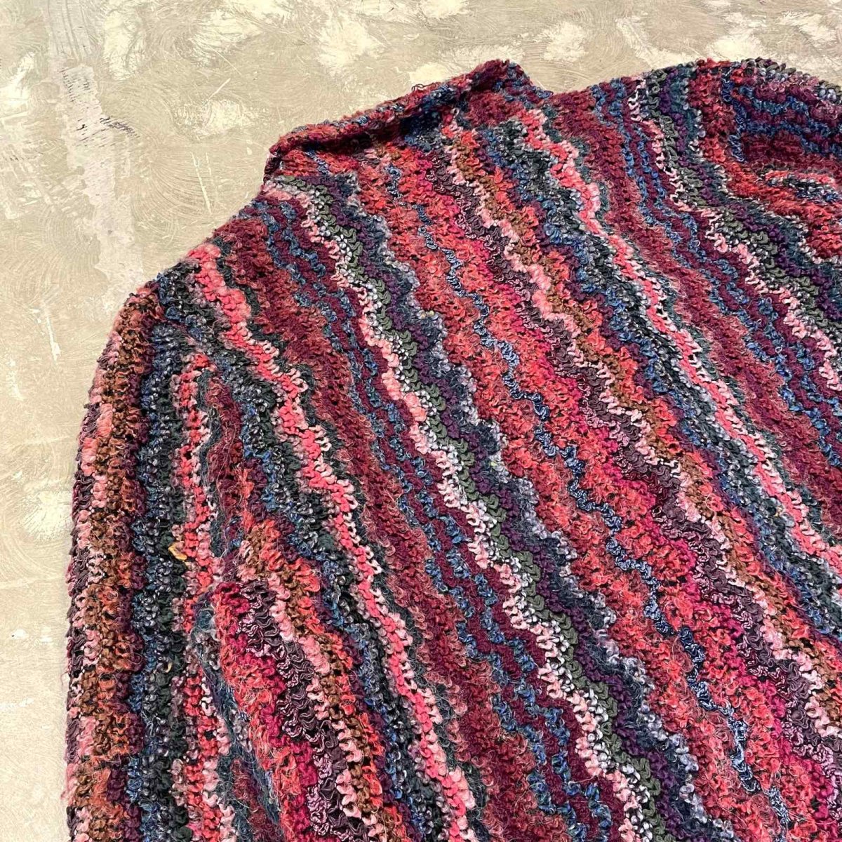 画像9: OLD MIX COLOR ALL OVER KNIT DESIGN JACKET / Mens M (9)