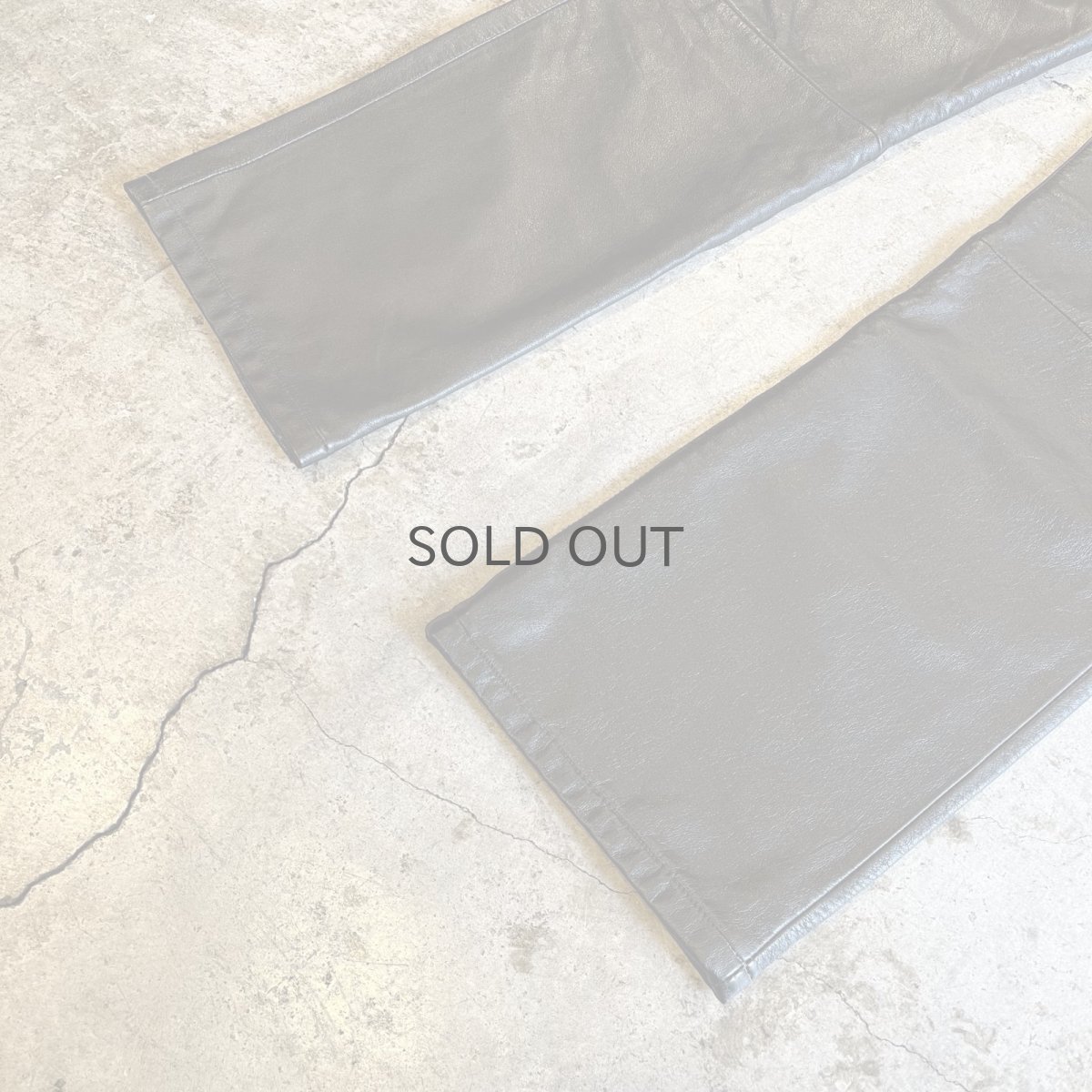 画像4: BLACK COLOR REAL STRAIGHT LEATHER PANTS / W28 (4)