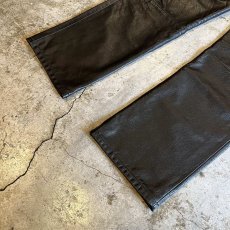 画像4: BLACK COLOR REAL STRAIGHT LEATHER PANTS / W28 (4)