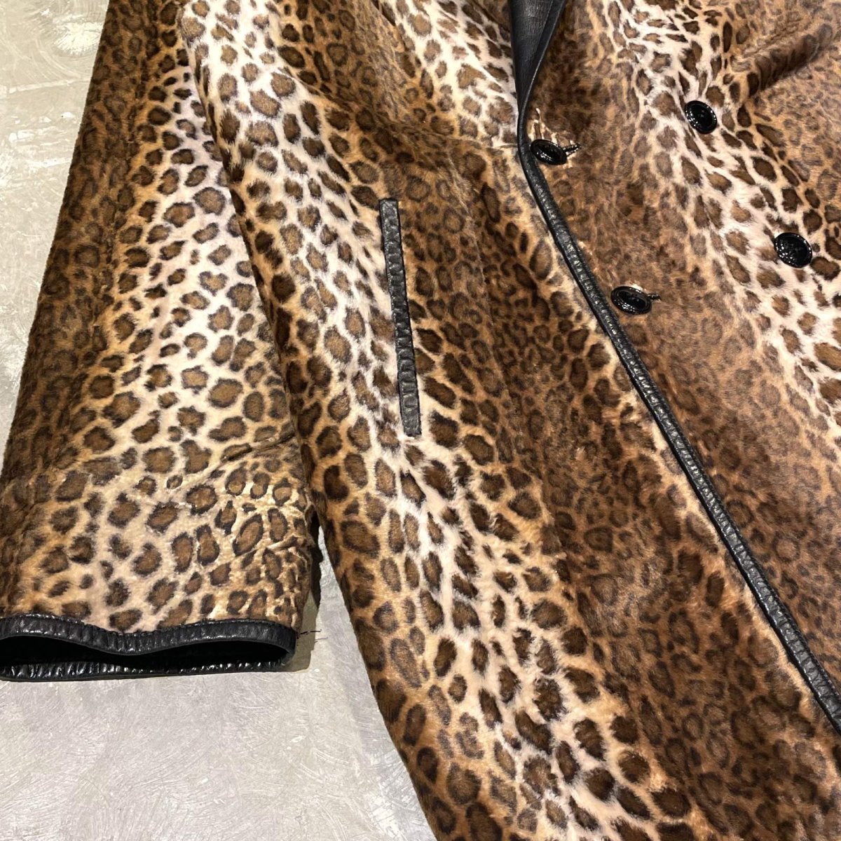 画像12: REAL LEATHER × LEOPARD REVERSIBLE HOODIE HALF COAT / Mens L (12)
