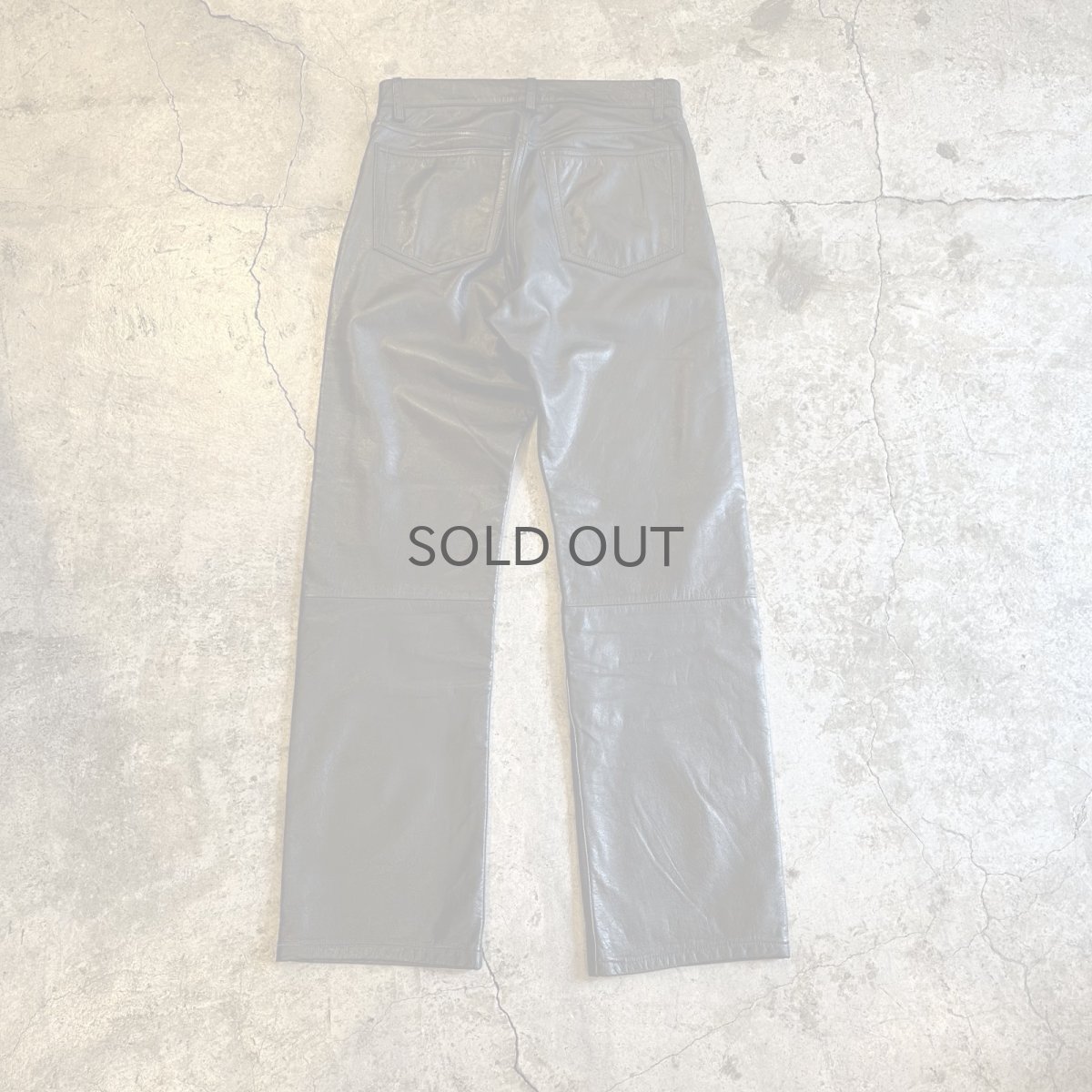 画像2: BLACK COLOR REAL STRAIGHT LEATHER PANTS / W28 (2)