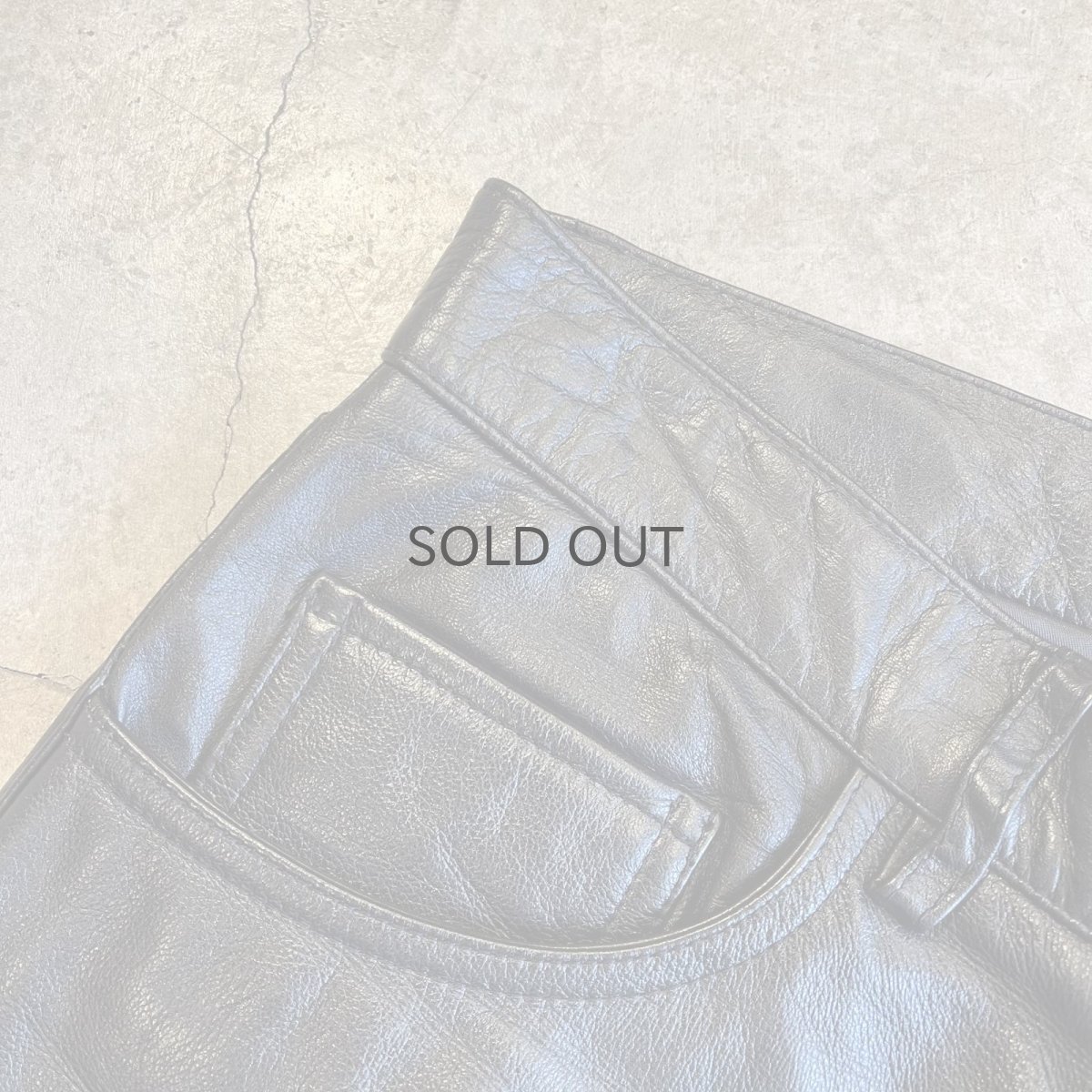 画像7: BLACK COLOR REAL STRAIGHT LEATHER PANTS / W28 (7)