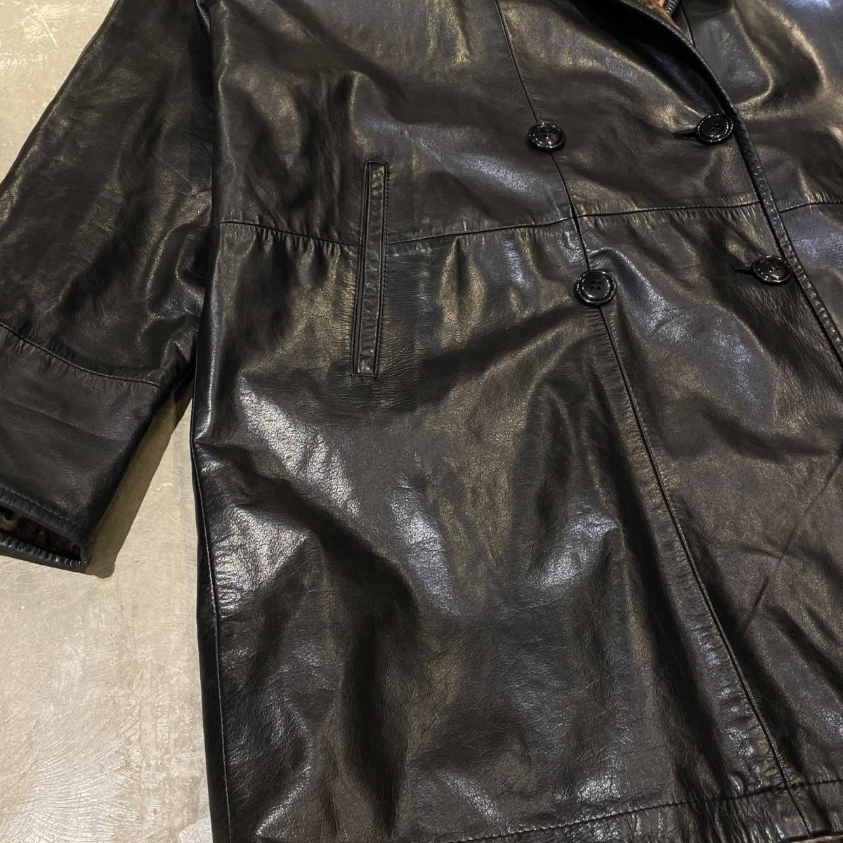 画像7: REAL LEATHER × LEOPARD REVERSIBLE HOODIE HALF COAT / Mens L (7)