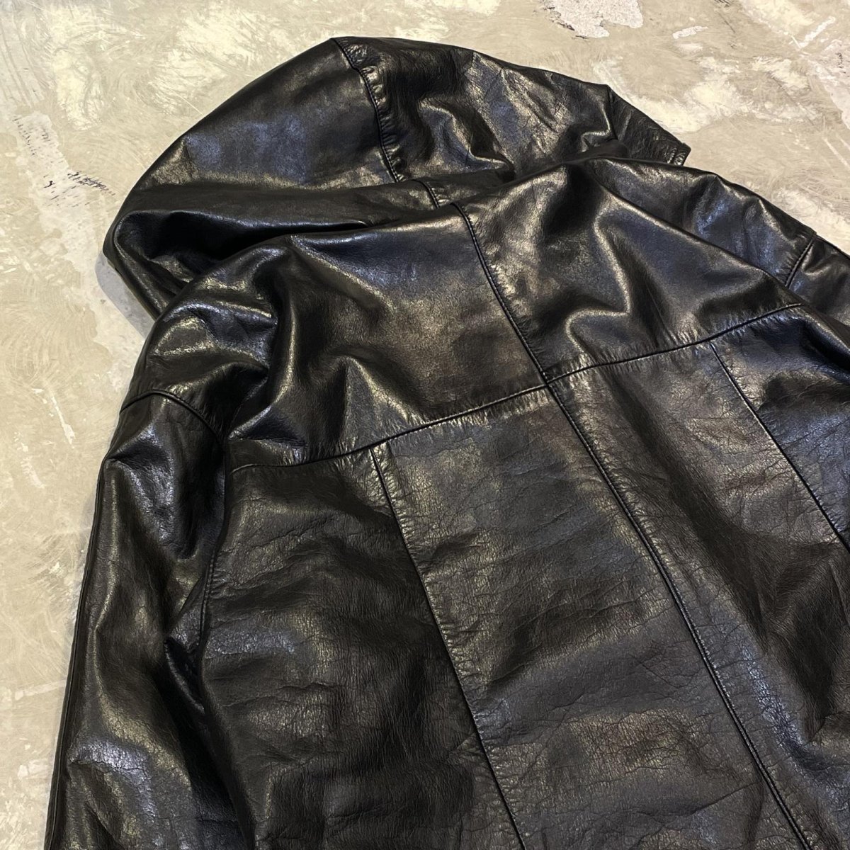画像11: REAL LEATHER × LEOPARD REVERSIBLE HOODIE HALF COAT / Mens L (11)