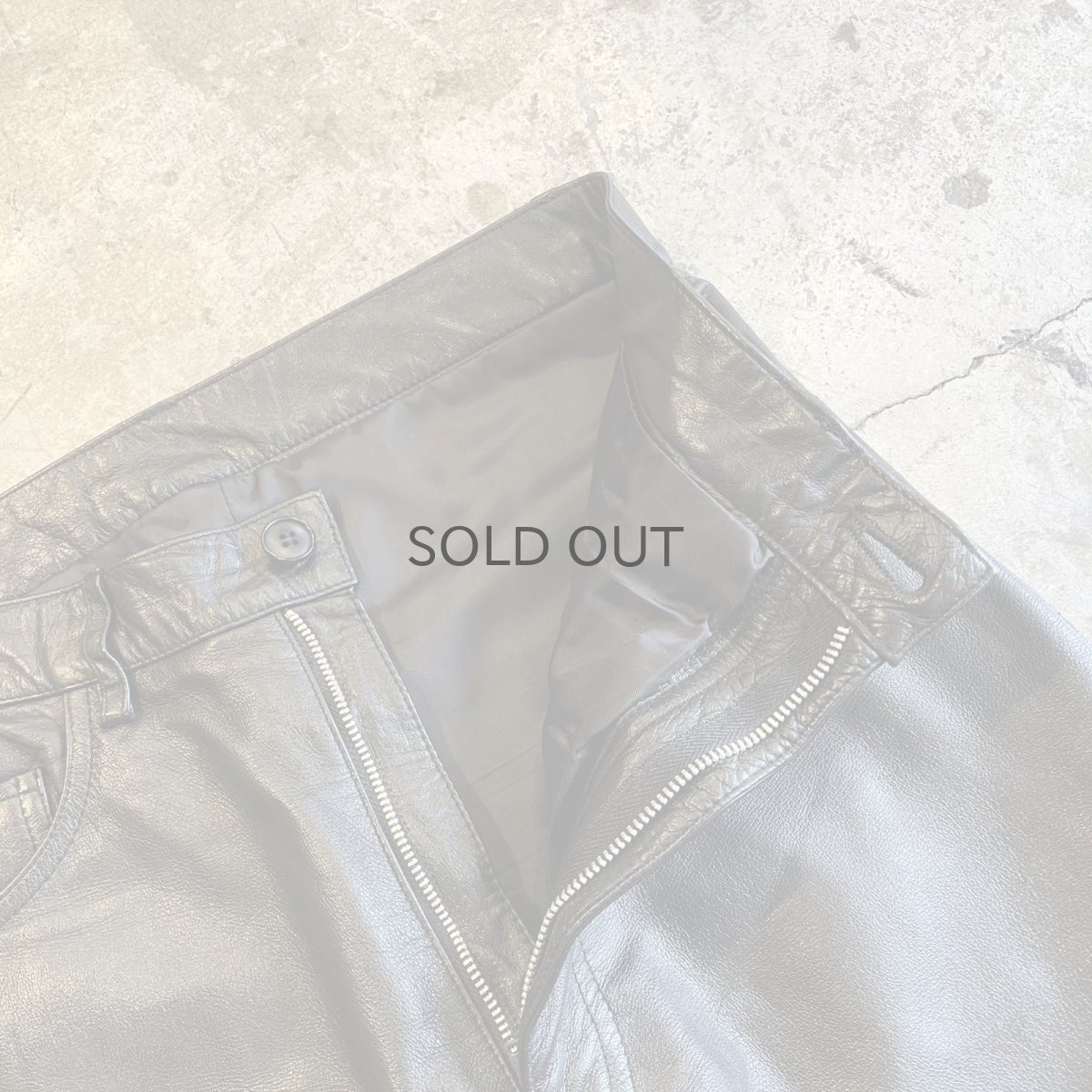 画像8: BLACK COLOR REAL STRAIGHT LEATHER PANTS / W28 (8)