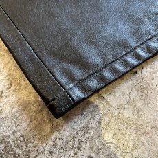 画像3: BLACK COLOR REAL STRAIGHT LEATHER PANTS / W28 (3)