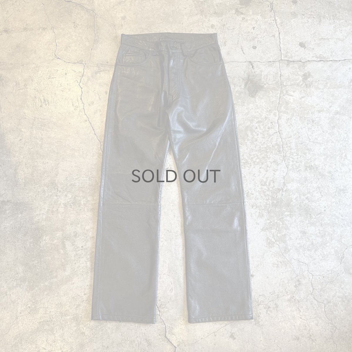 画像1: BLACK COLOR REAL STRAIGHT LEATHER PANTS / W28 (1)