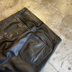 画像10: BLACK COLOR REAL STRAIGHT LEATHER PANTS / W28 (10)
