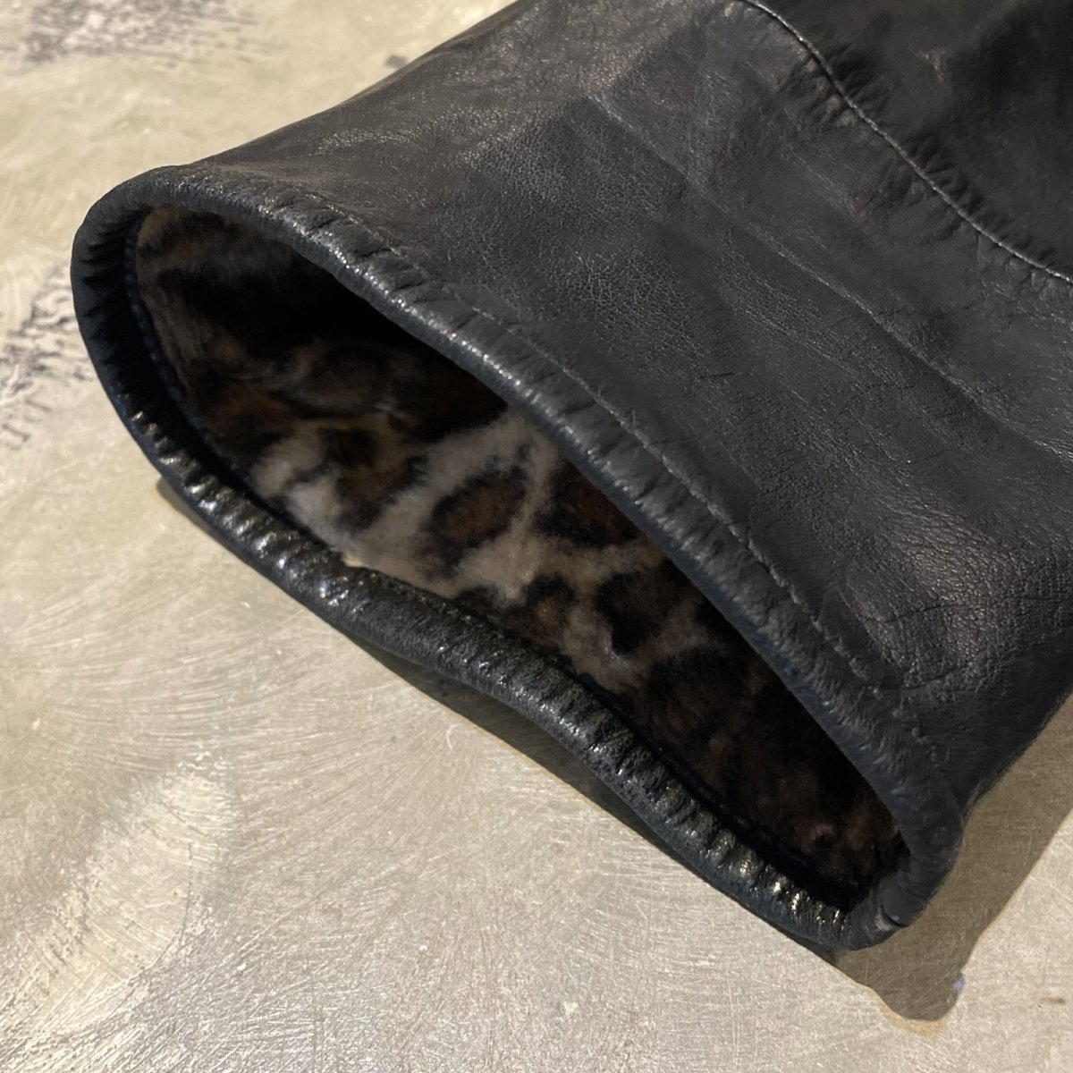 画像9: REAL LEATHER × LEOPARD REVERSIBLE HOODIE HALF COAT / Mens L (9)