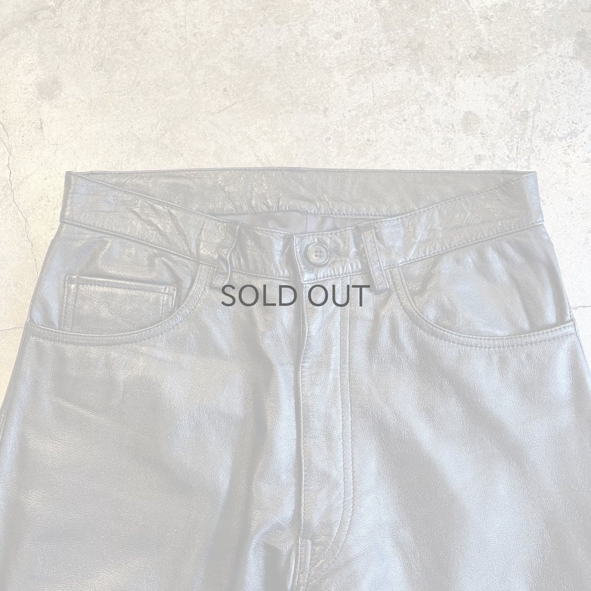 画像6: BLACK COLOR REAL STRAIGHT LEATHER PANTS / W28 (6)