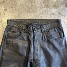 画像6: BLACK COLOR REAL STRAIGHT LEATHER PANTS / W28 (6)