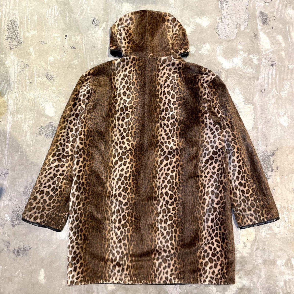 画像4: REAL LEATHER × LEOPARD REVERSIBLE HOODIE HALF COAT / Mens L (4)