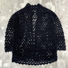 画像2: BLACK COLOR CHENILLE MESH KNIT CARDIGAN / Mens L (2)