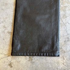 画像5: BLACK COLOR REAL STRAIGHT LEATHER PANTS / W28 (5)