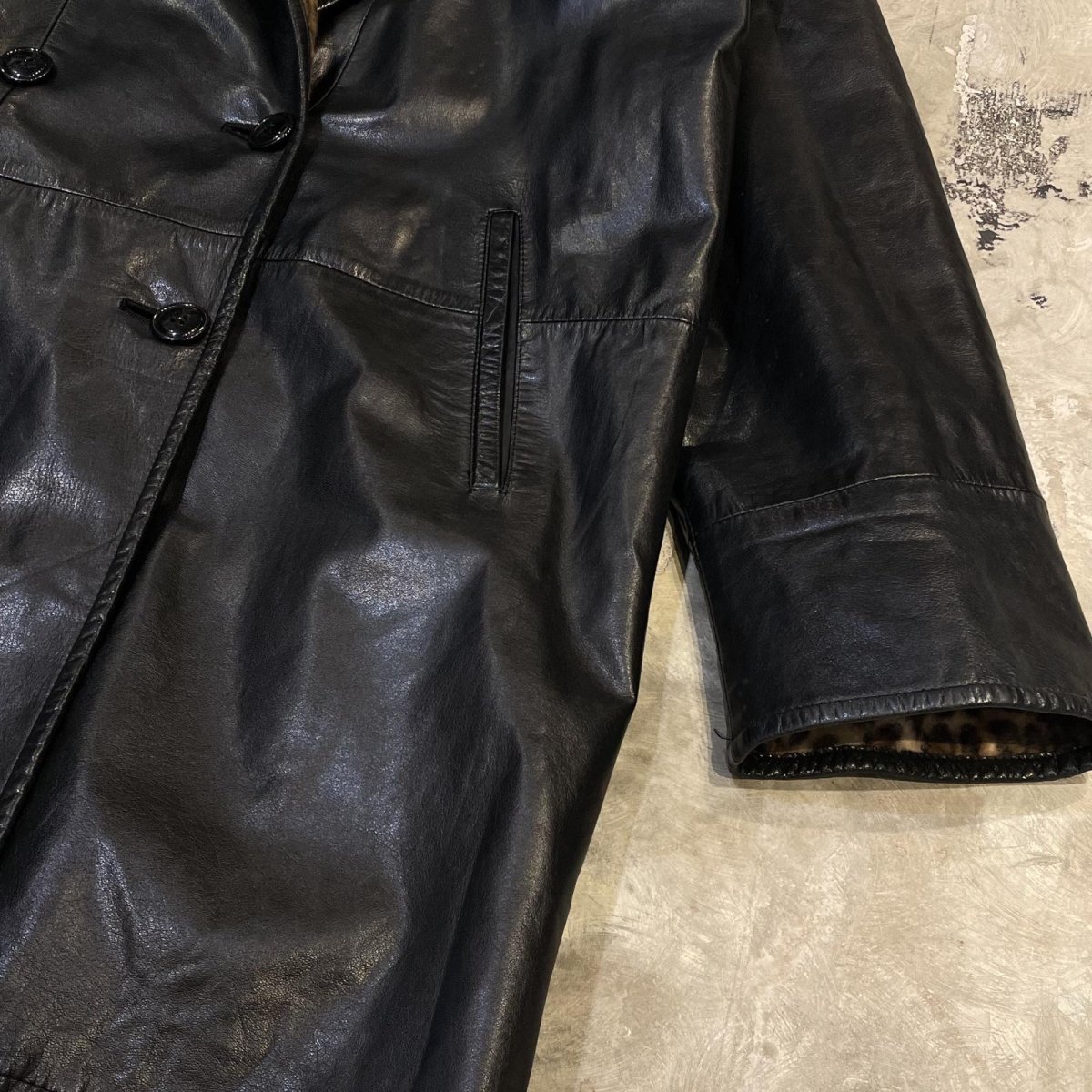 画像8: REAL LEATHER × LEOPARD REVERSIBLE HOODIE HALF COAT / Mens L (8)