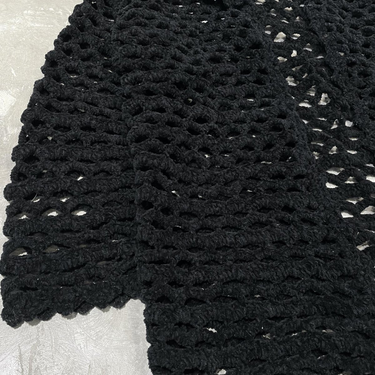 画像5: BLACK COLOR CHENILLE MESH KNIT CARDIGAN / Mens L (5)