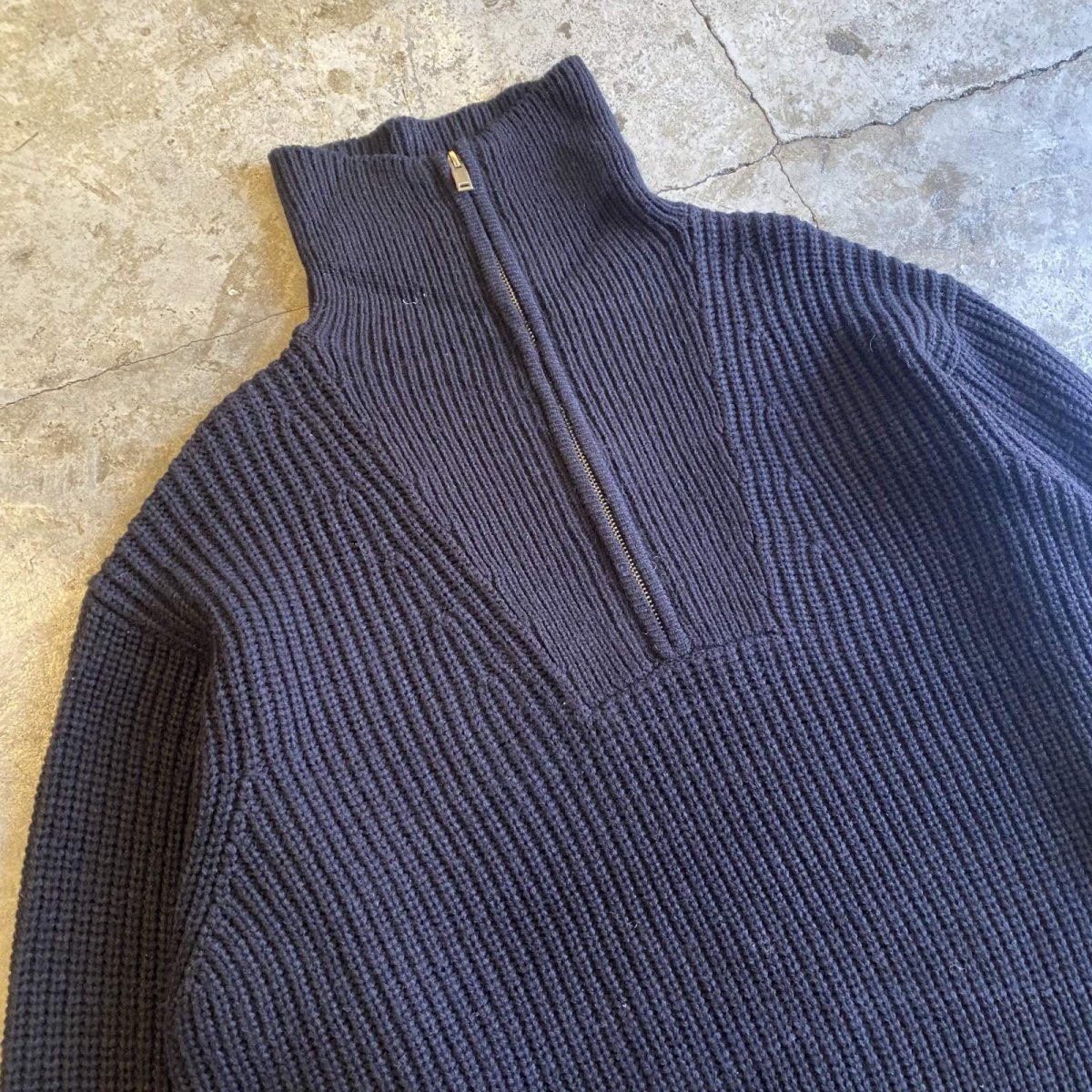 画像3: HALF ZIP DESIGN RIB DESIGN KNIT SWEATER / Ladies L (3)