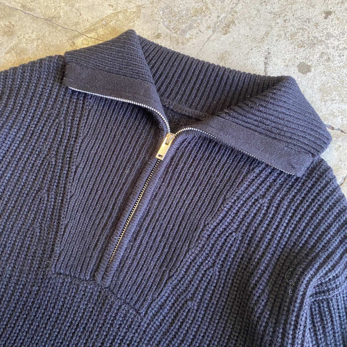 画像6: HALF ZIP DESIGN RIB DESIGN KNIT SWEATER / Ladies L (6)