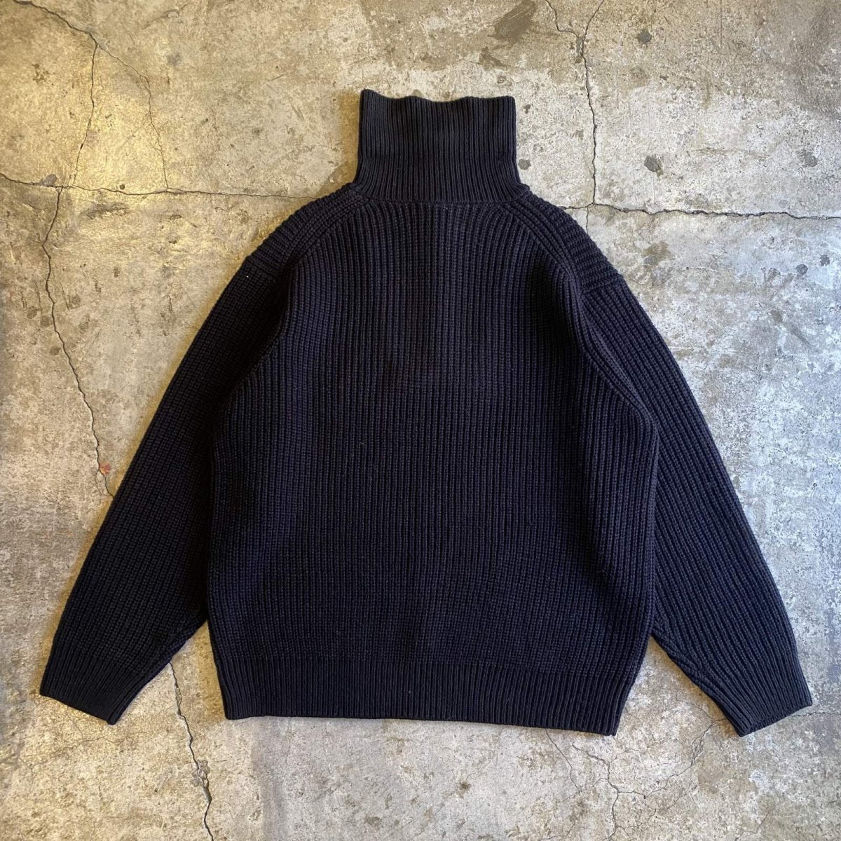 画像2: HALF ZIP DESIGN RIB DESIGN KNIT SWEATER / Ladies L (2)