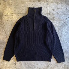画像1: HALF ZIP DESIGN RIB DESIGN KNIT SWEATER / Ladies L (1)