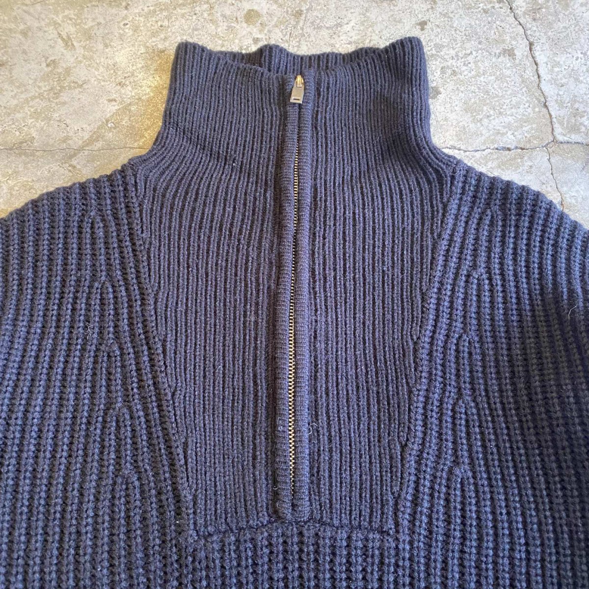 画像4: HALF ZIP DESIGN RIB DESIGN KNIT SWEATER / Ladies L (4)