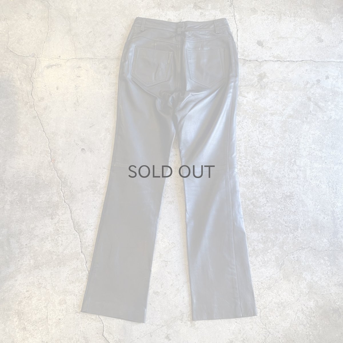 画像2: BLACK COLOR TIGHT STRAIGHT LEATHER PANTS / W26 (2)