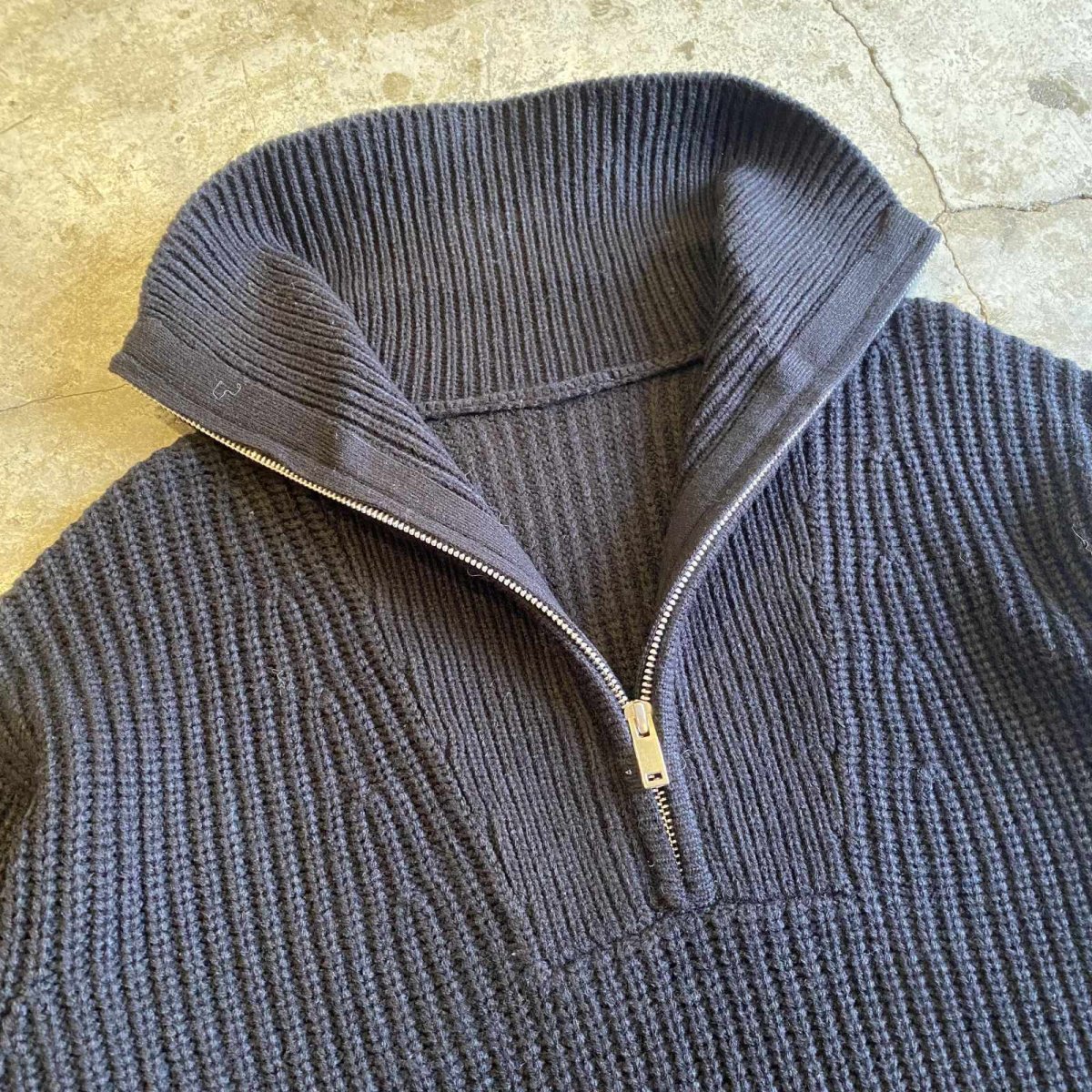 画像5: HALF ZIP DESIGN RIB DESIGN KNIT SWEATER / Ladies L (5)