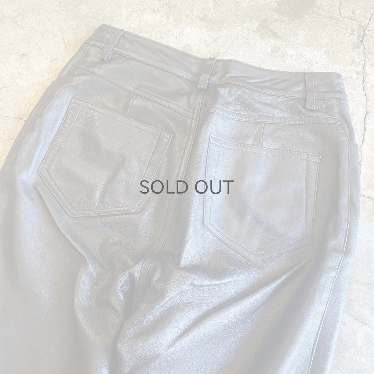 画像7: BLACK COLOR TIGHT STRAIGHT LEATHER PANTS / W26 (7)