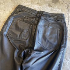 画像7: BLACK COLOR TIGHT STRAIGHT LEATHER PANTS / W26 (7)
