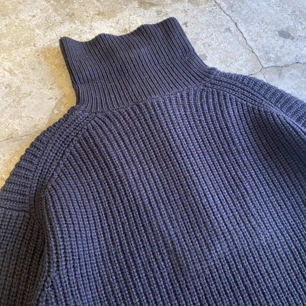 画像10: HALF ZIP DESIGN RIB DESIGN KNIT SWEATER / Ladies L (10)