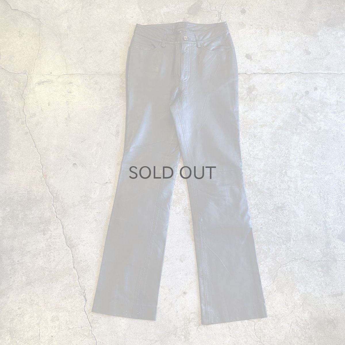 画像1: BLACK COLOR TIGHT STRAIGHT LEATHER PANTS / W26 (1)