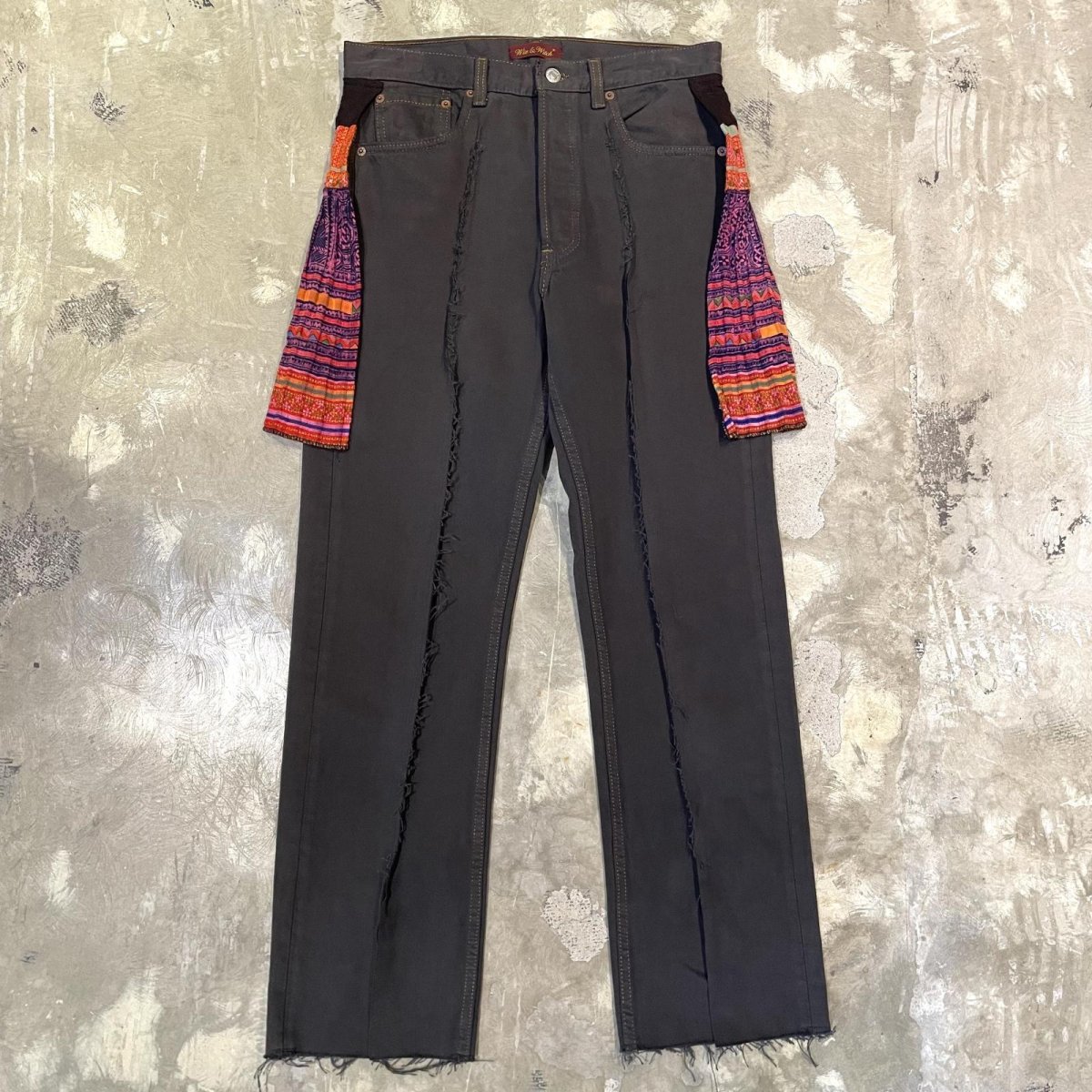 画像2: 【Wiz&Witch】"DIRTY BEAUTIFUL" BACK AFGHAN SKIRT DENIM PANTS / W32 (2)