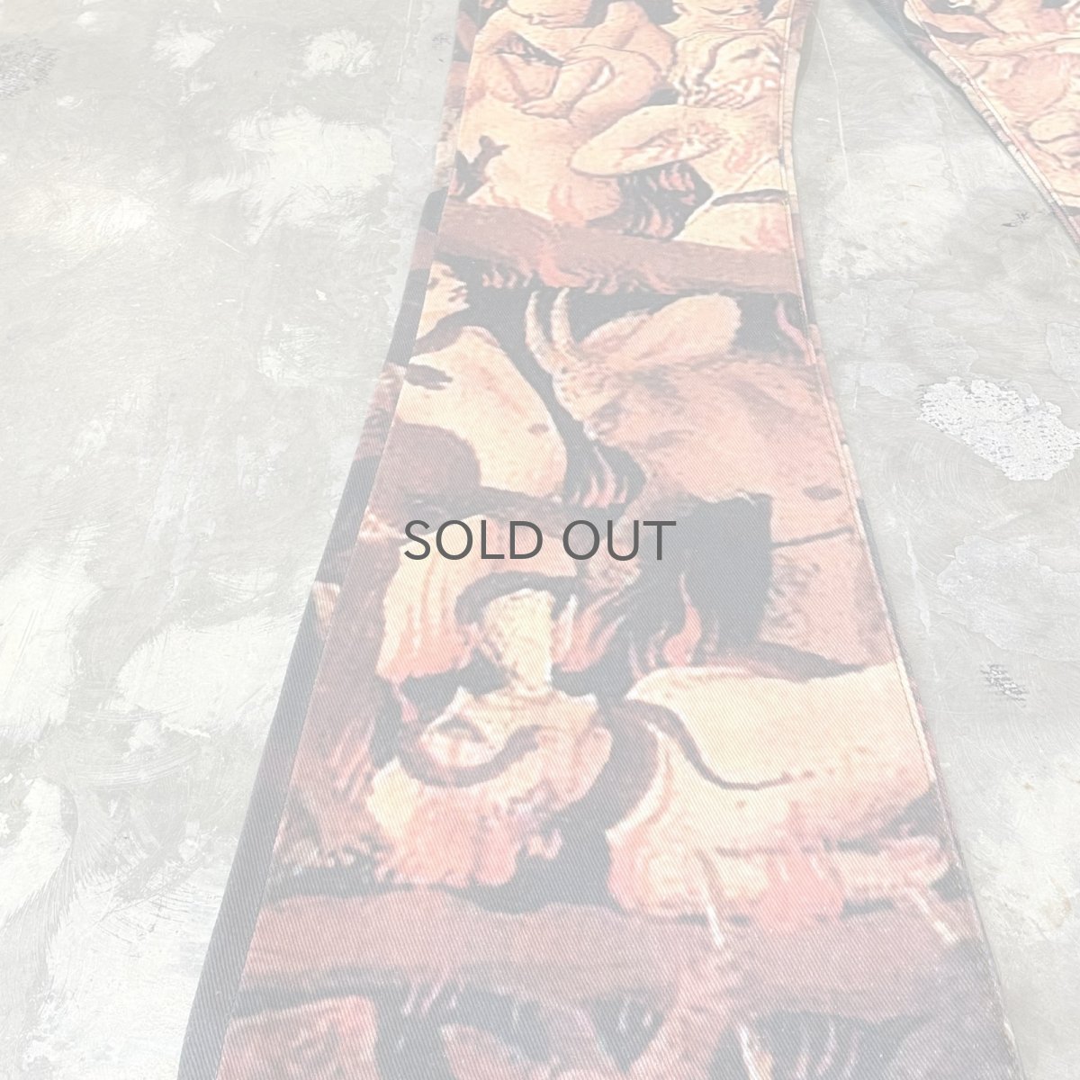 画像7: ALL OVER ART PATTERN FLARE SILHOUETTE PANTS / W29 (7)