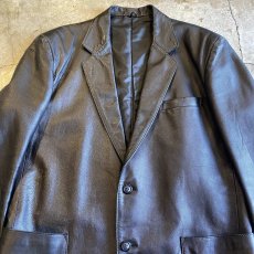 画像4: BLACK COLOR REAL LEATHER TAILORED DESIGN JACKET / Ladies L (4)