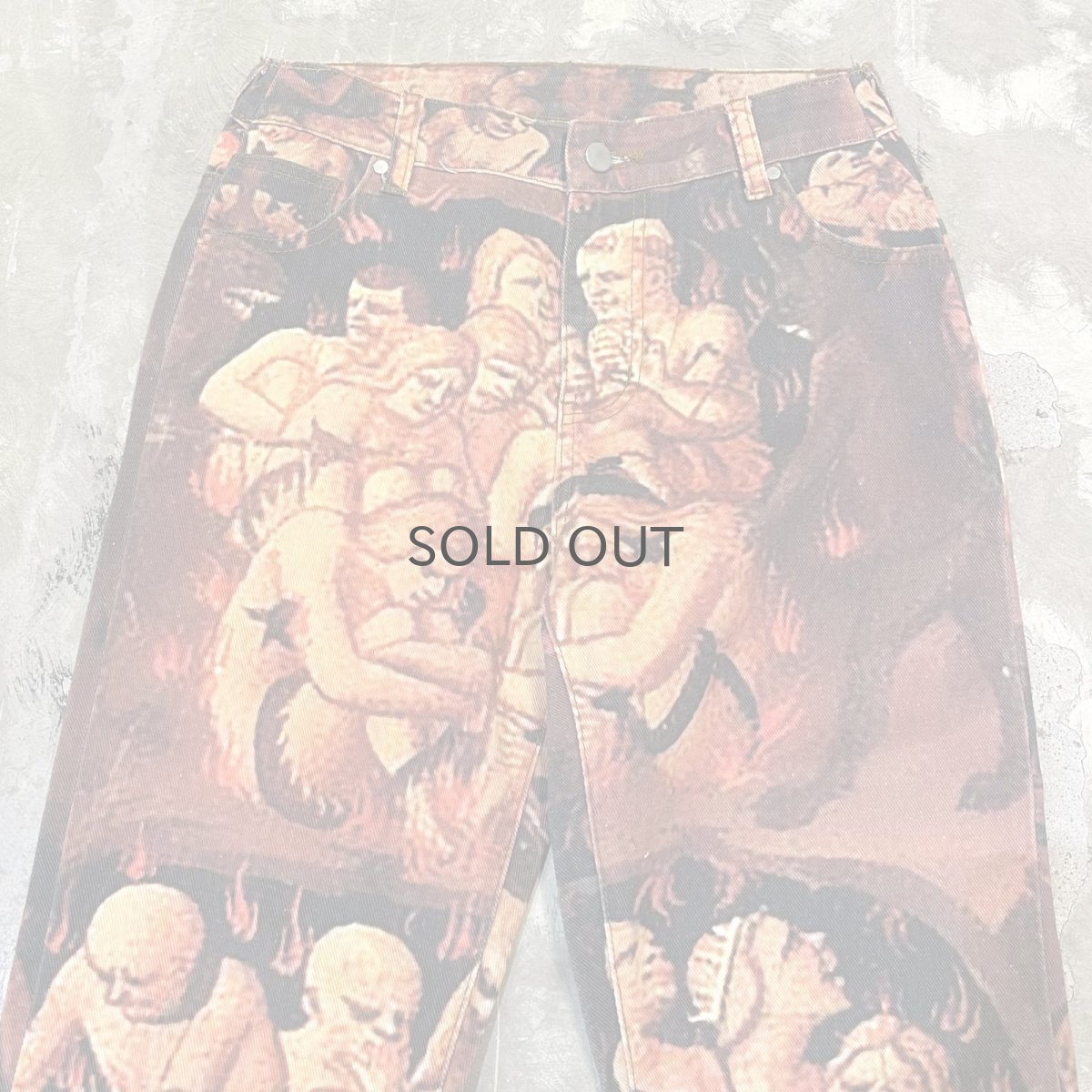 画像10: ALL OVER ART PATTERN FLARE SILHOUETTE PANTS / W29 (10)